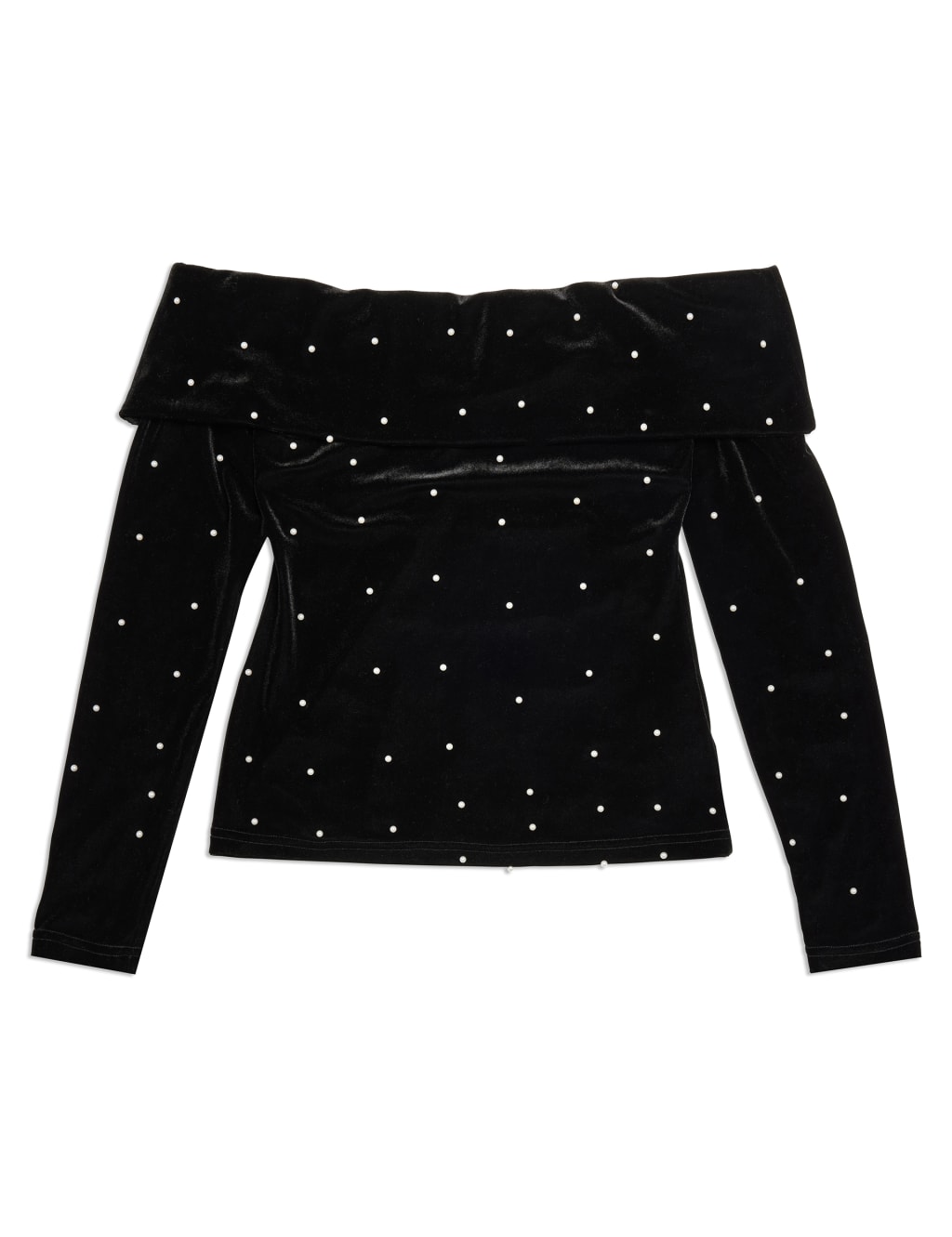 Velvet Embellished Bardot Top 2 of 4