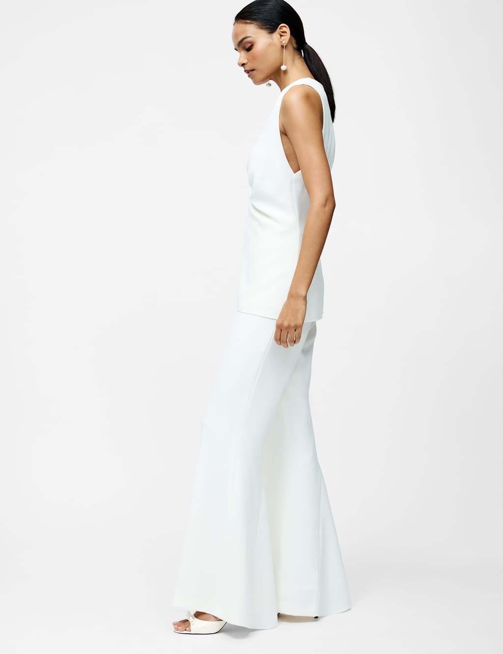 Straight Leg Flared Trousers with Stretch 3 of 3