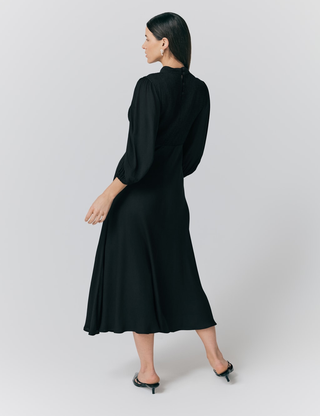 Crepe Crew Neck Midaxi Tea Dress 2 of 4
