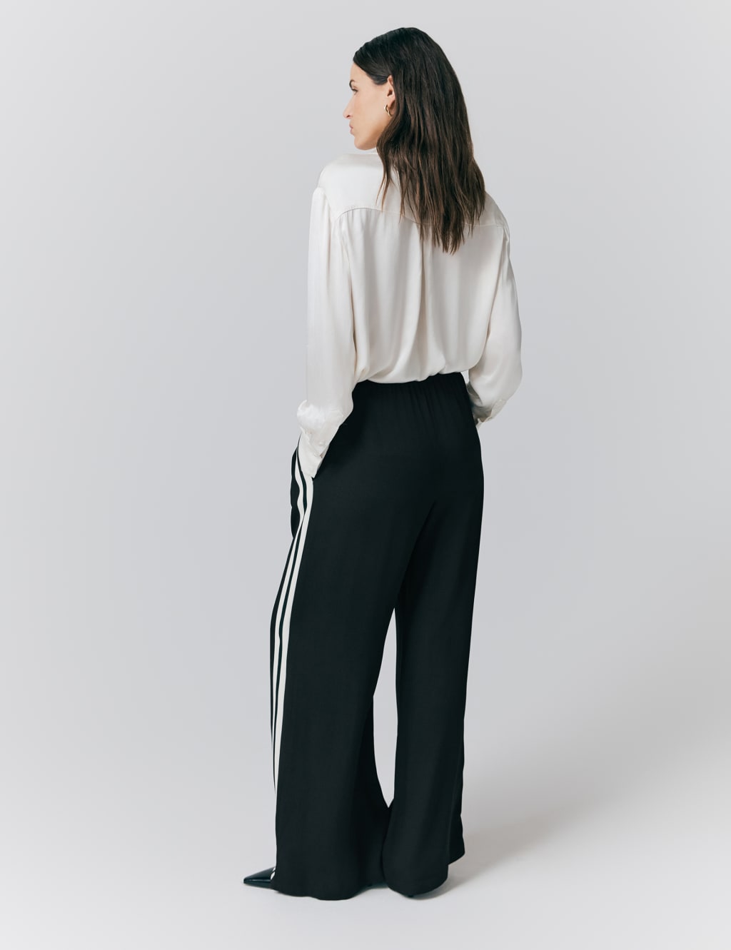 Satin Side Stripe Drawstring Wide Leg Trousers 3 of 4
