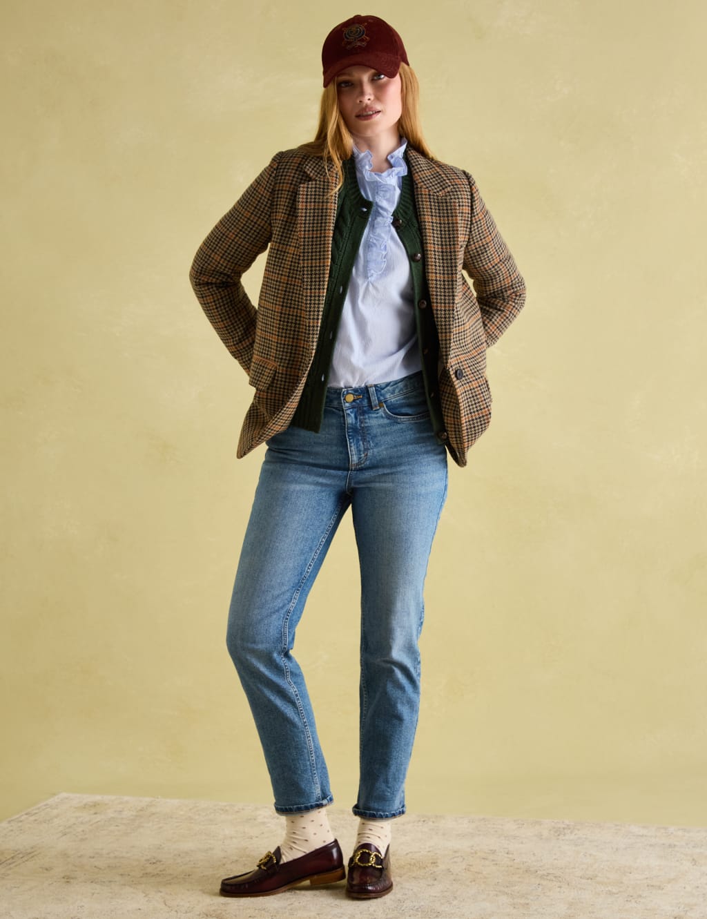 Checked Longline Blazer with Wool