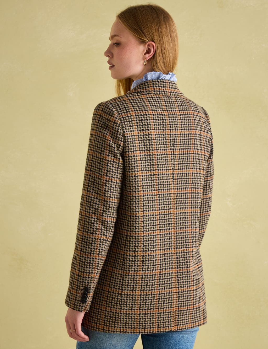 Plaid longline blazer sales