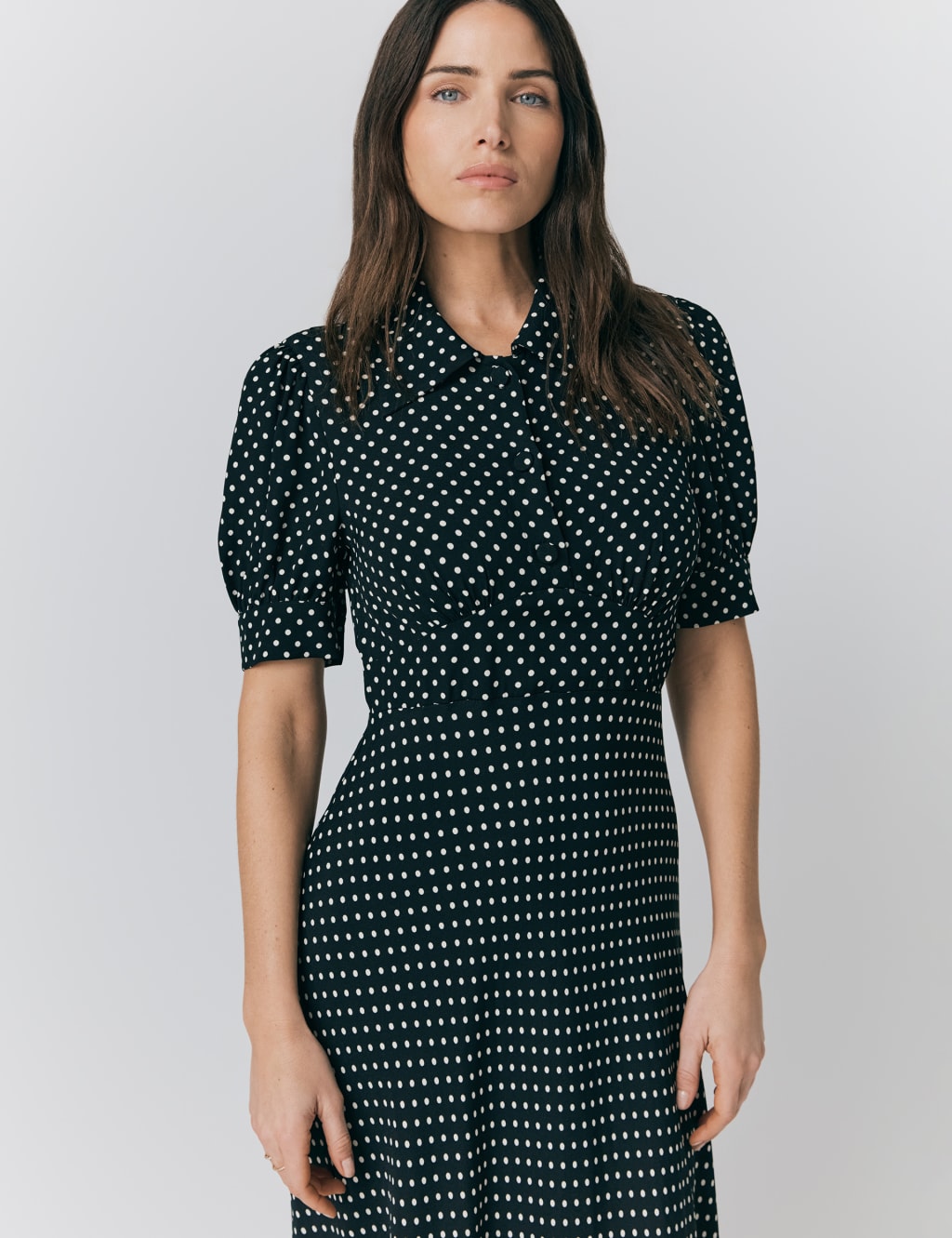 Crepe Polka Dot Midi Tea Dress 3 of 5
