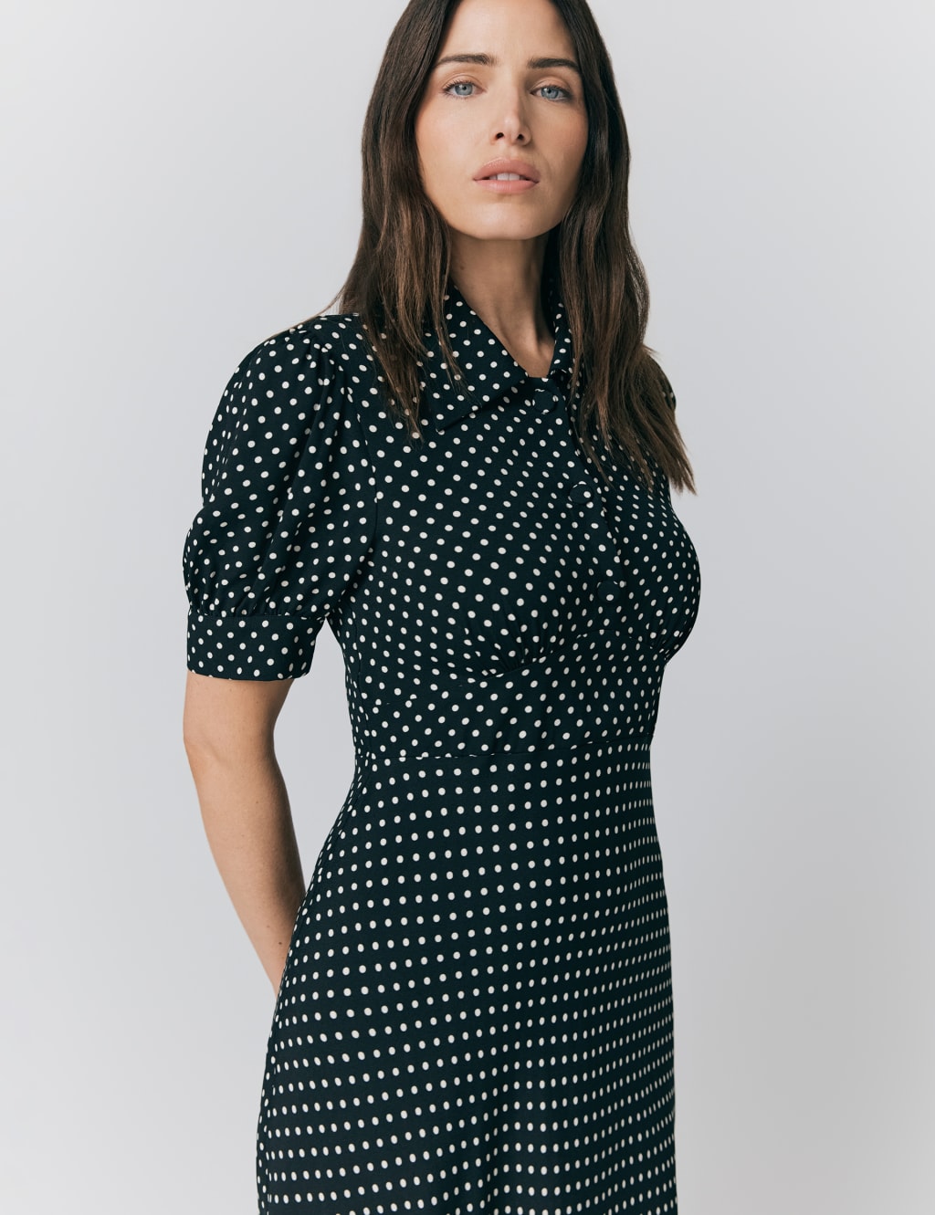 Crepe Polka Dot Midi Tea Dress 5 of 5