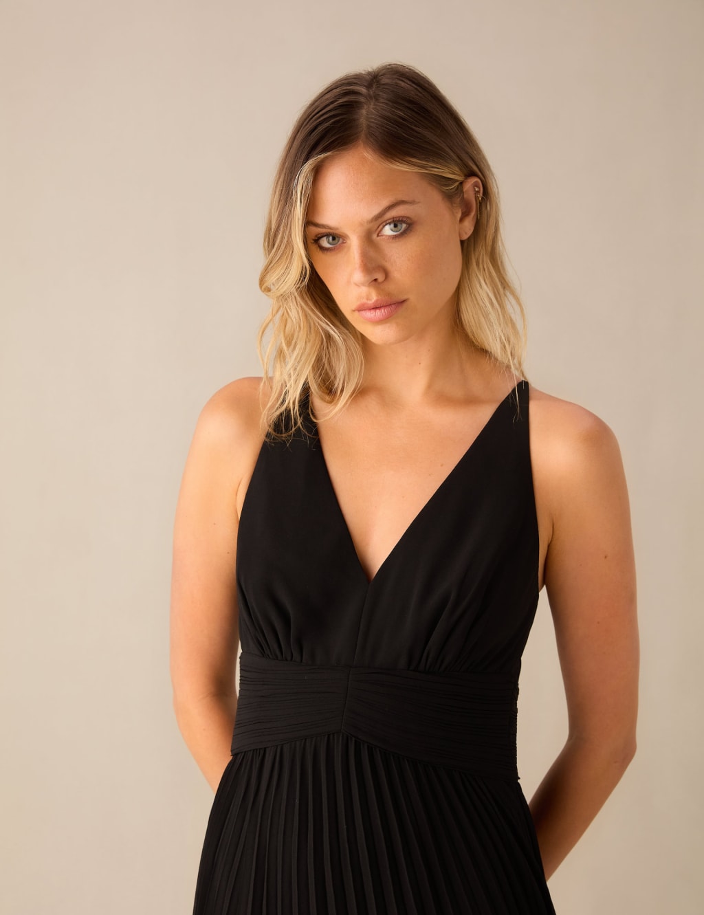 V-Neck Pleated Frill Detail Maxi Tiered Dress | RO&ZO | M&S