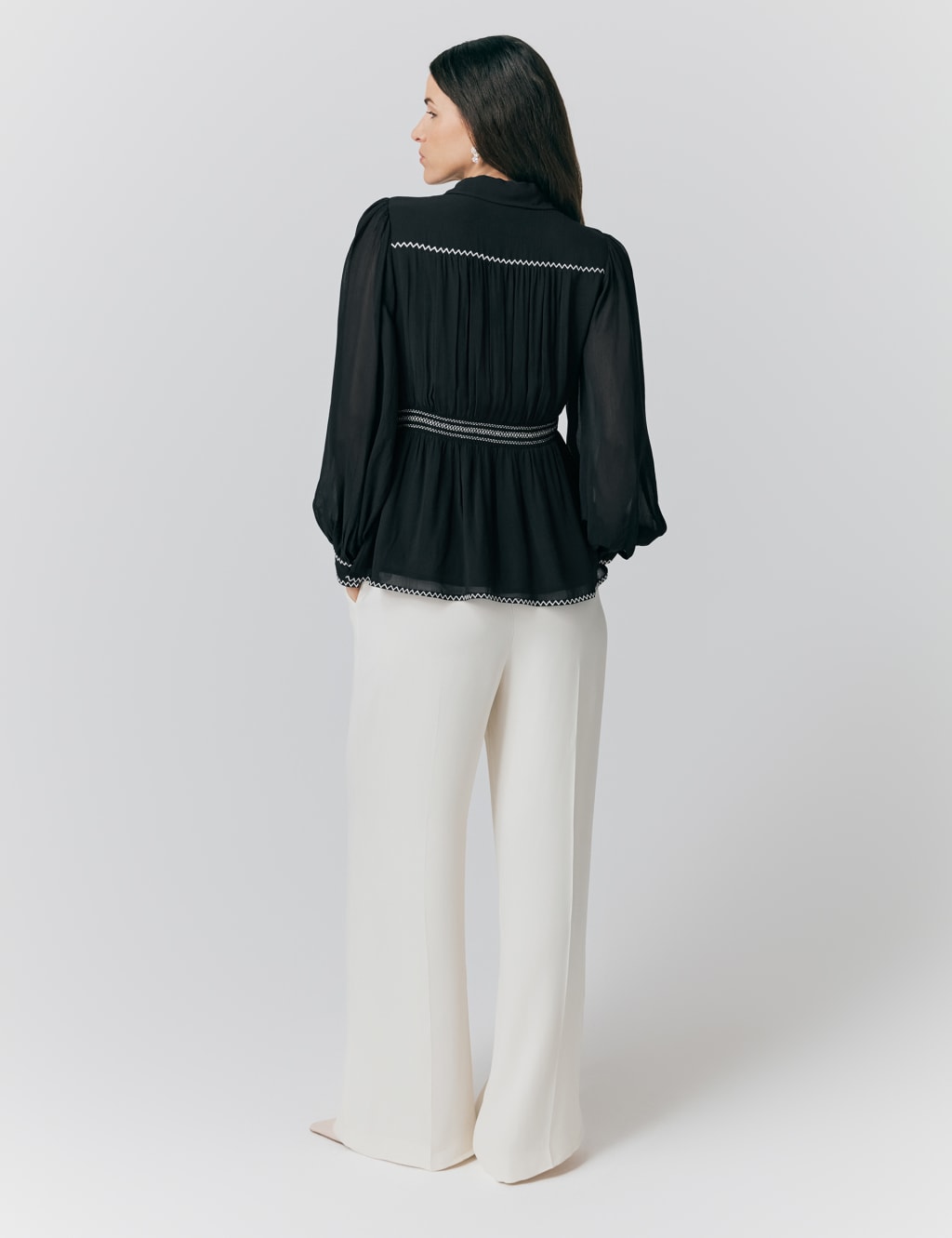 Georgette Embroidered Tie Neck Blouse 3 of 4