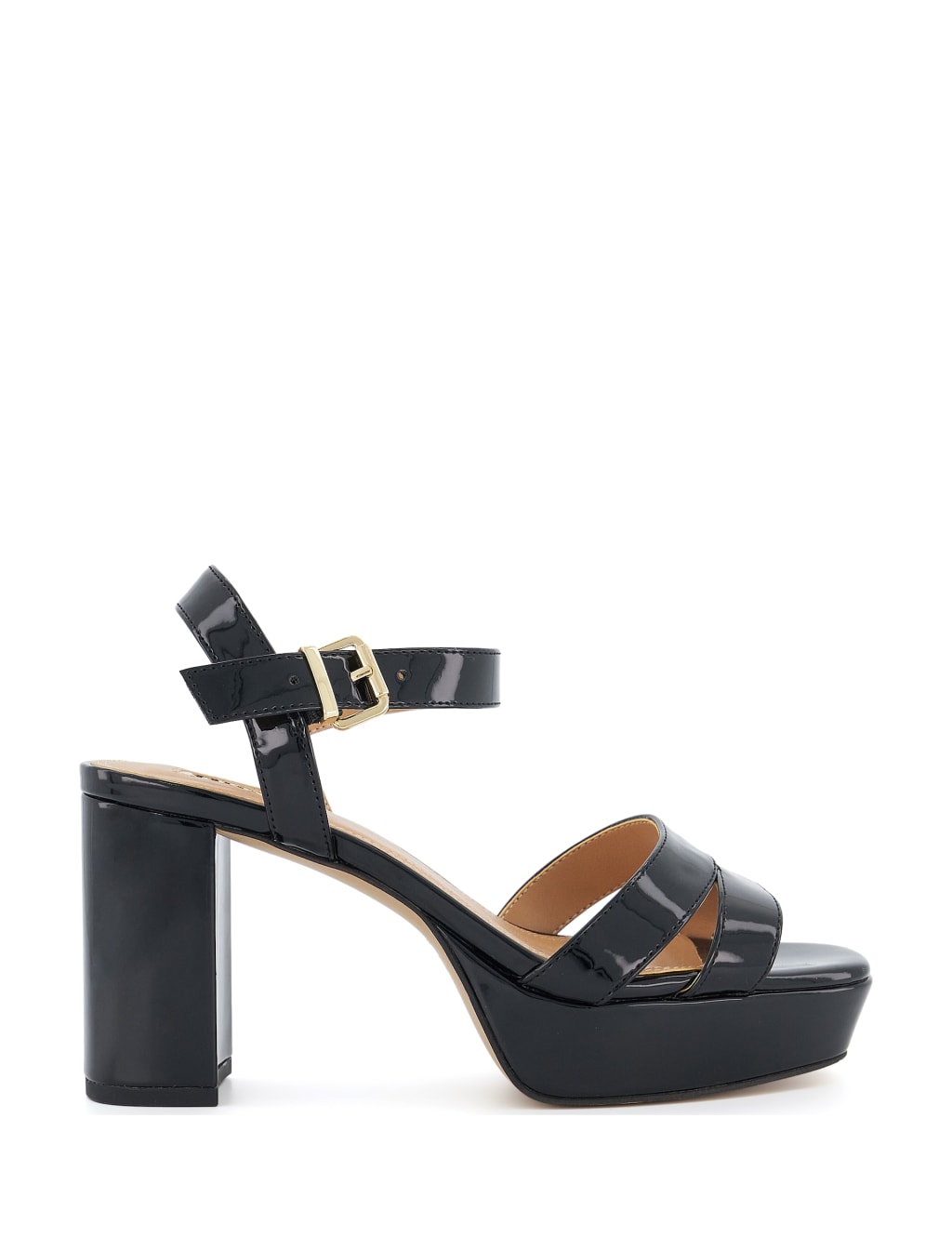 Patent Buckle Ankle Strap Platform Sandals Dune London M S