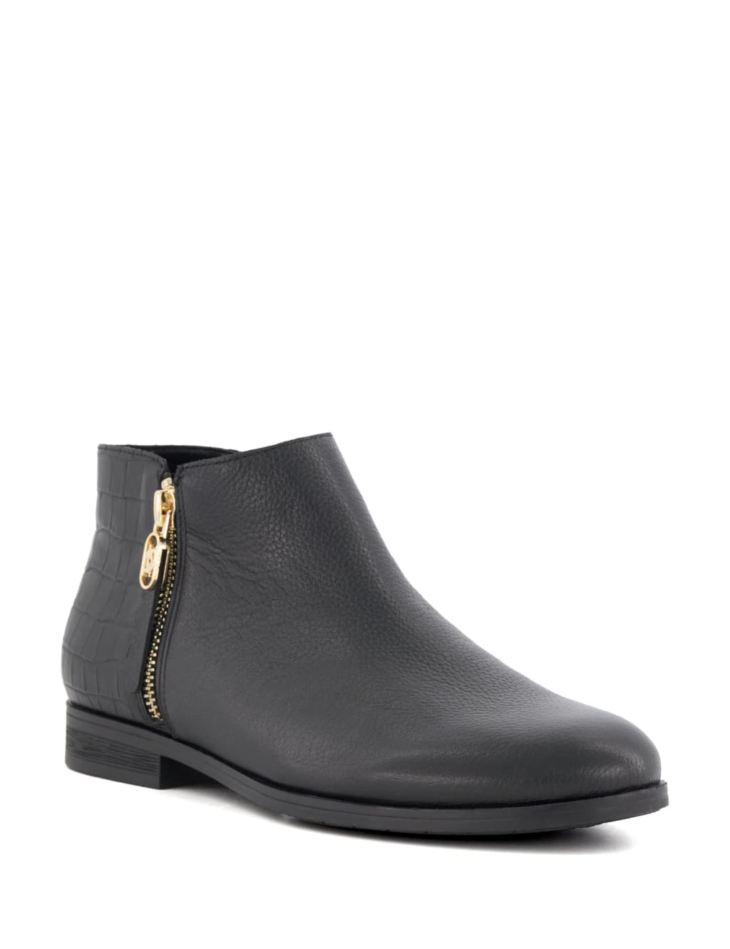 Leather Croc Flat Ankle Boots Dune London M S