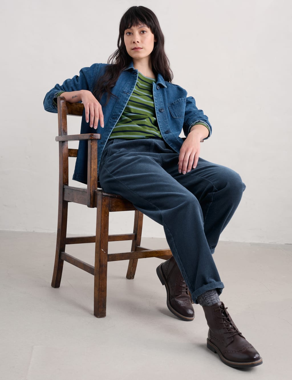 Pure Cotton Striped Slash Neck Top 3 of 4