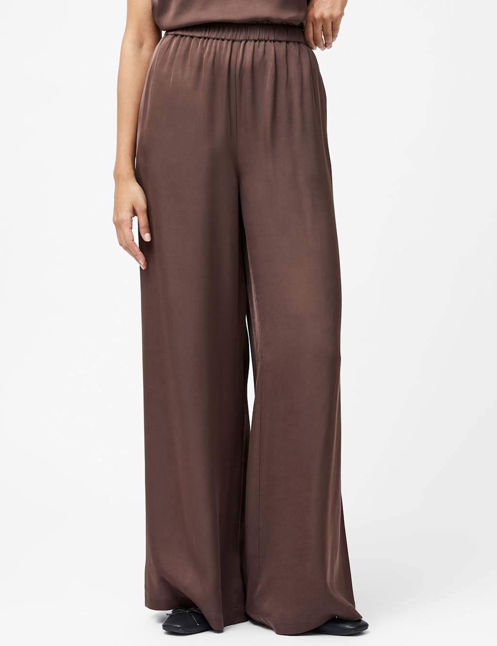 Satin Elasticated Waist Wide Leg Trousers 3 of 3