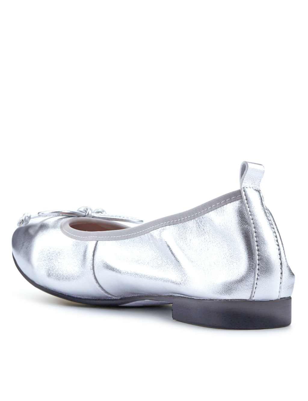 Leather Metallic Flat Ballet Pumps 6 of 7
