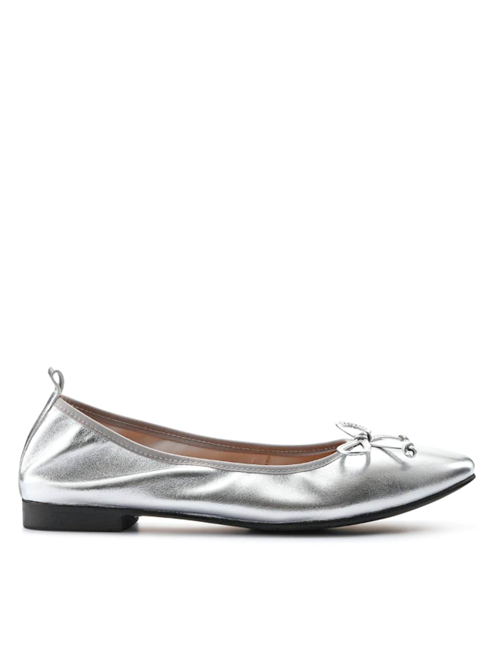 Leather Metallic Flat Ballet Pumps 2 of 7