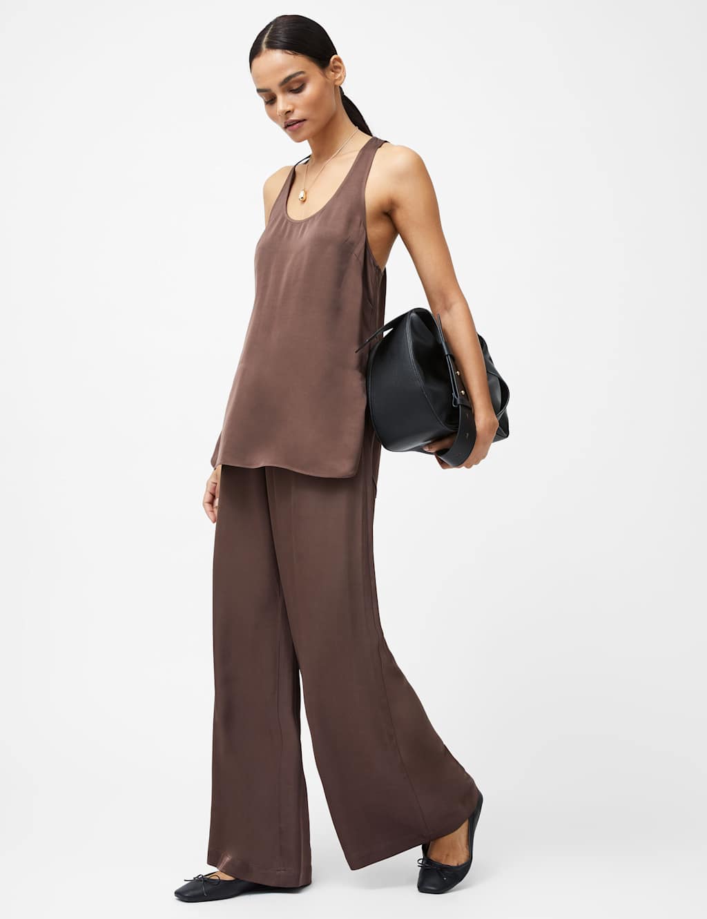 Satin Scoop Neck Longline Vest Top 1 of 3