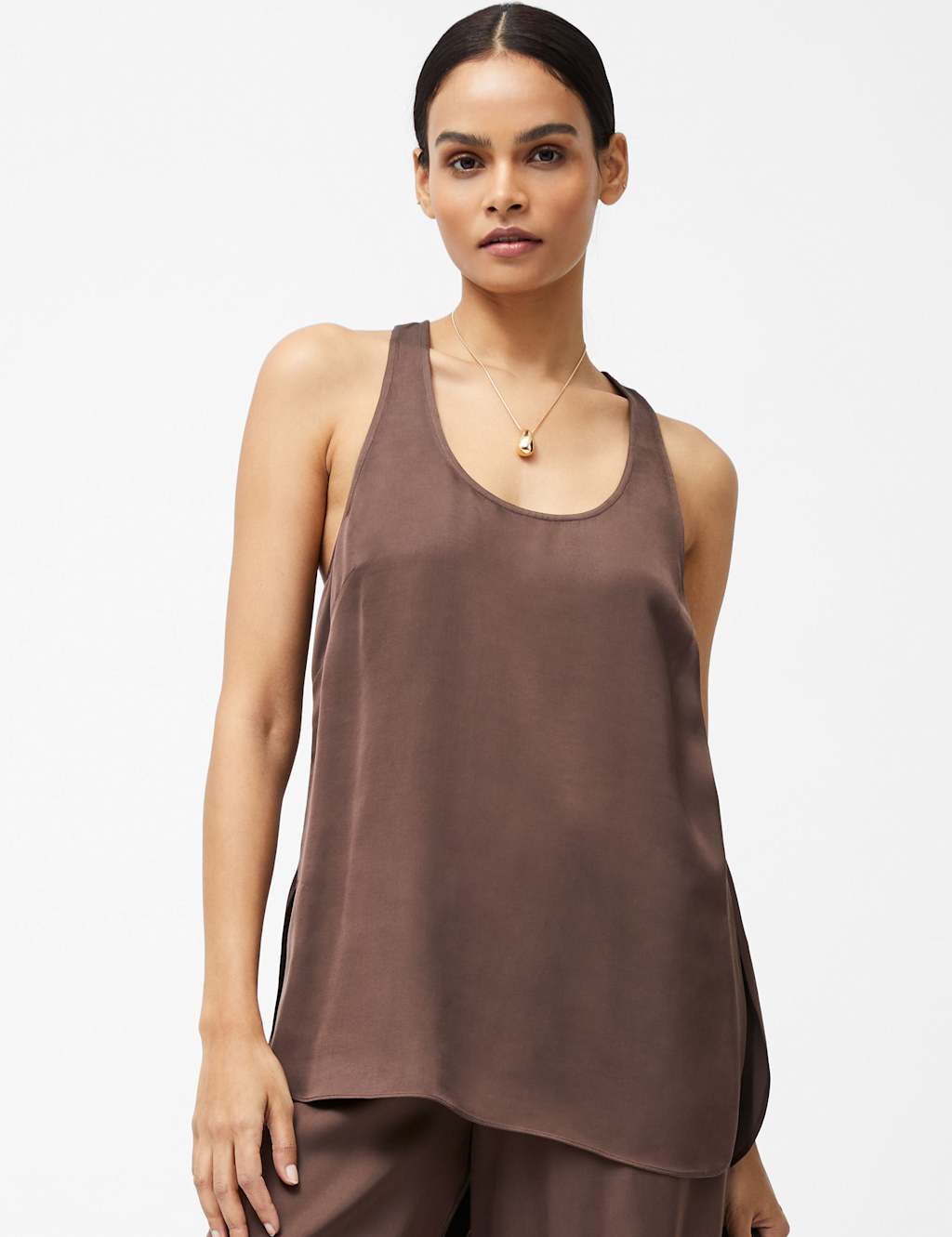 Satin Scoop Neck Longline Vest Top 3 of 3