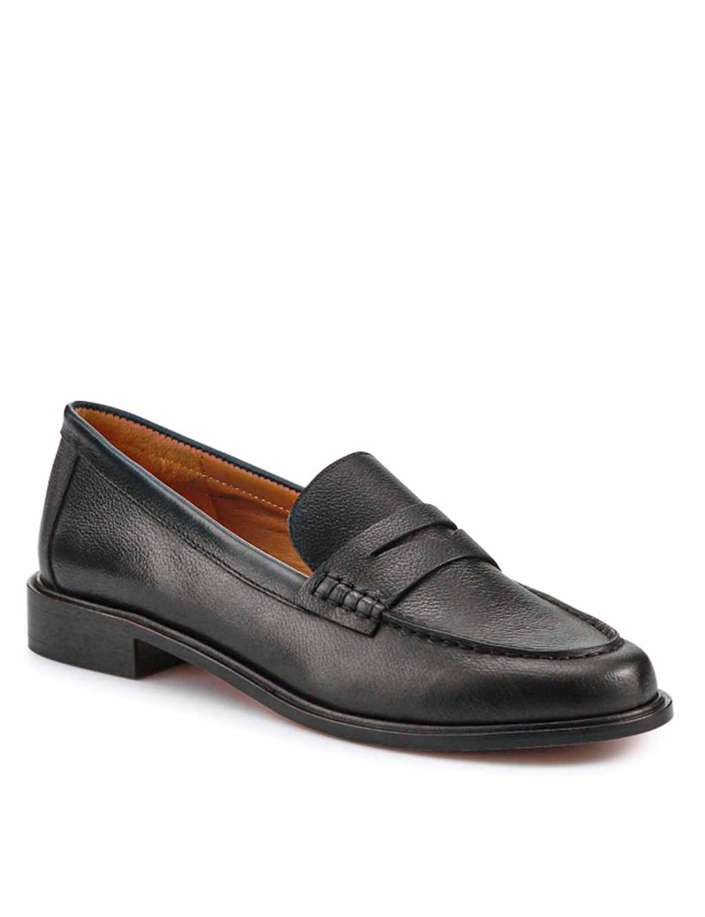 Wide Fit Leather Block Heel Loafers 5 of 7
