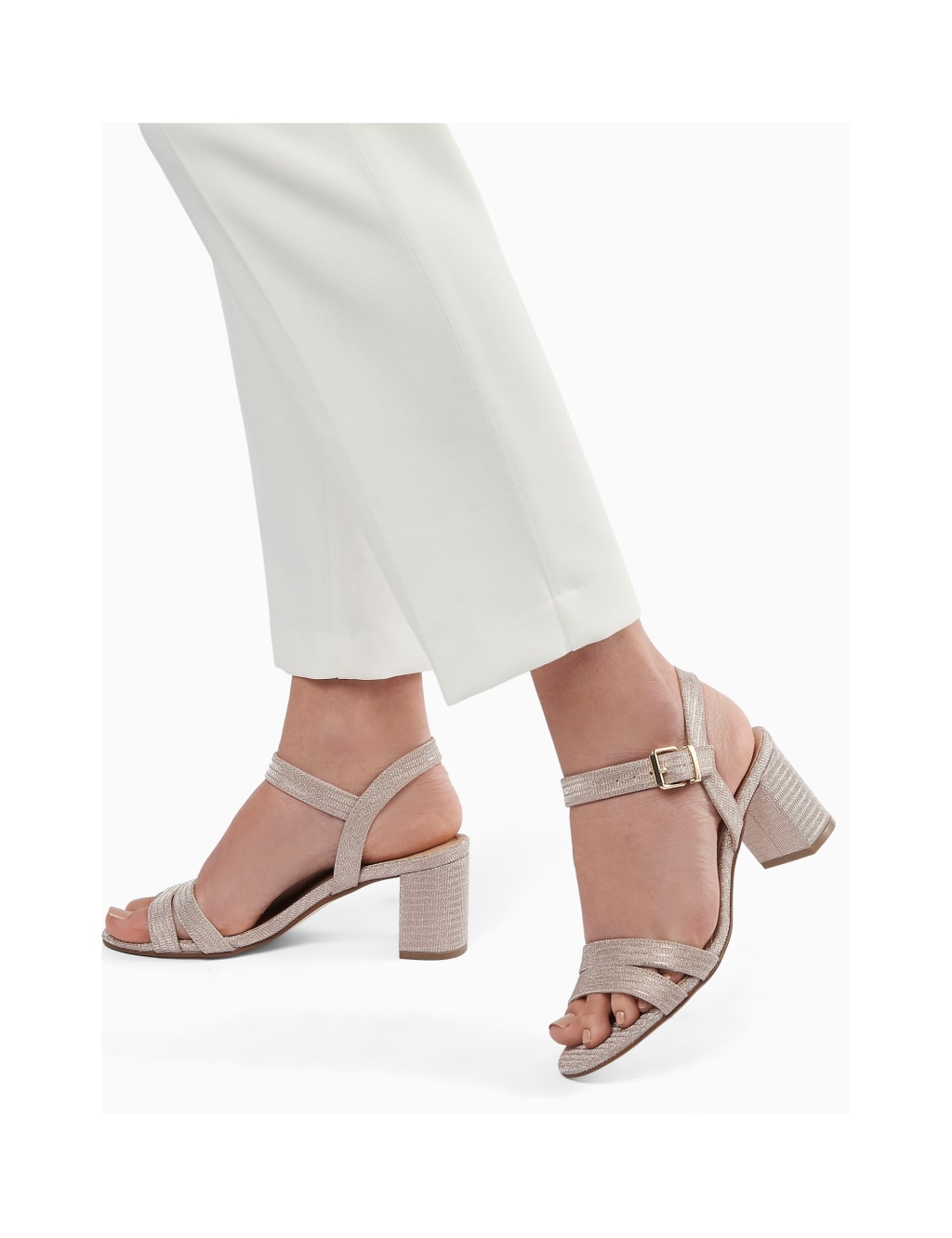 Glitter Ankle Strap Block Heel Sandals 2 of 5