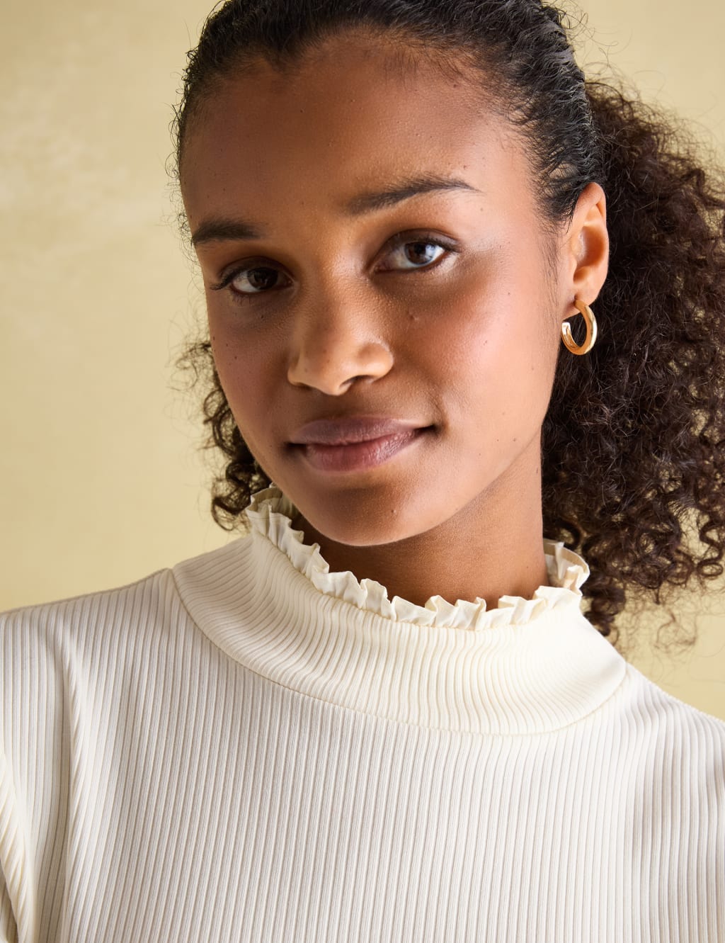 Cotton Rich Ribbed Frill Detail Top 4 of 6