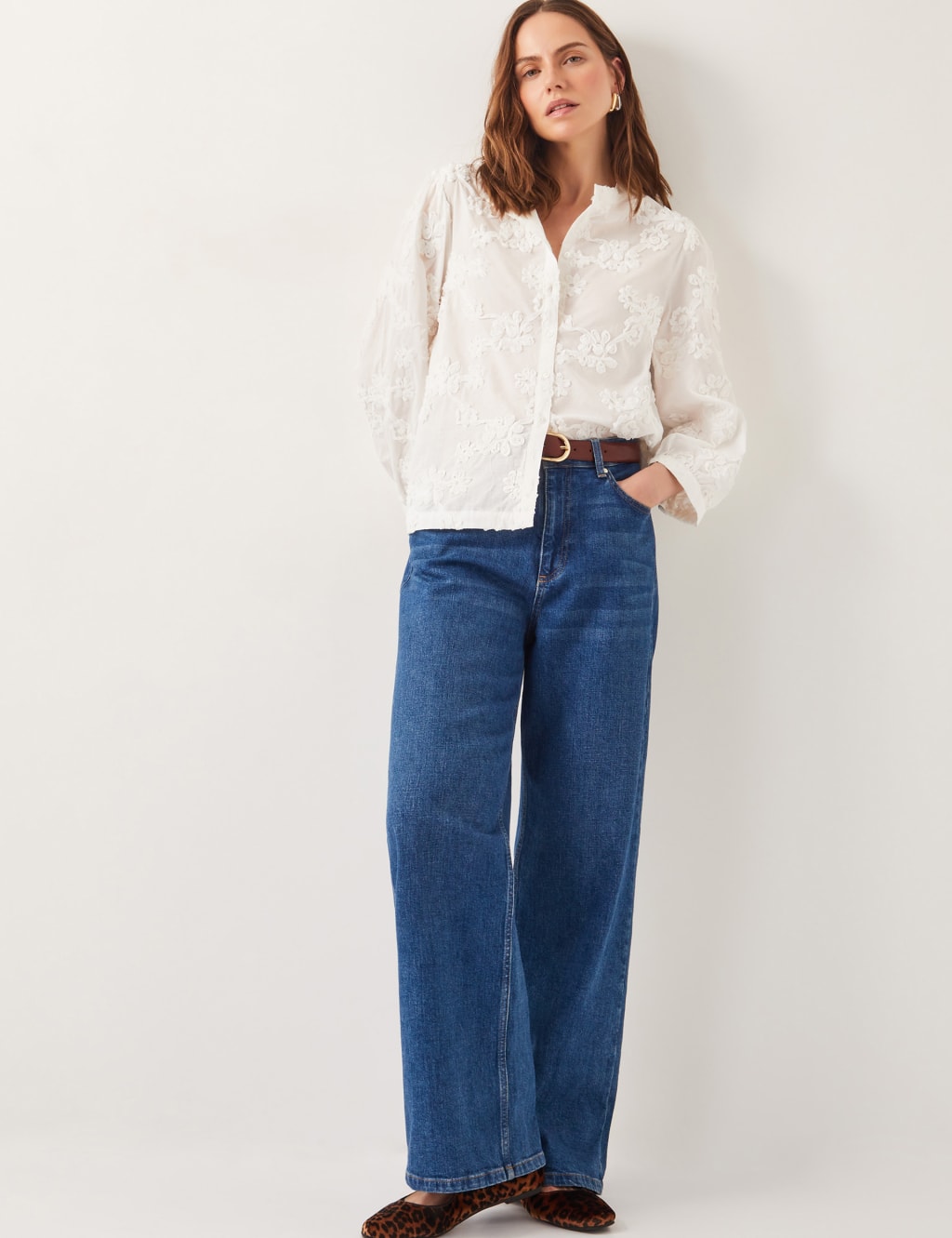 Pure Cotton Embroidered Collared Blouse 2 of 4