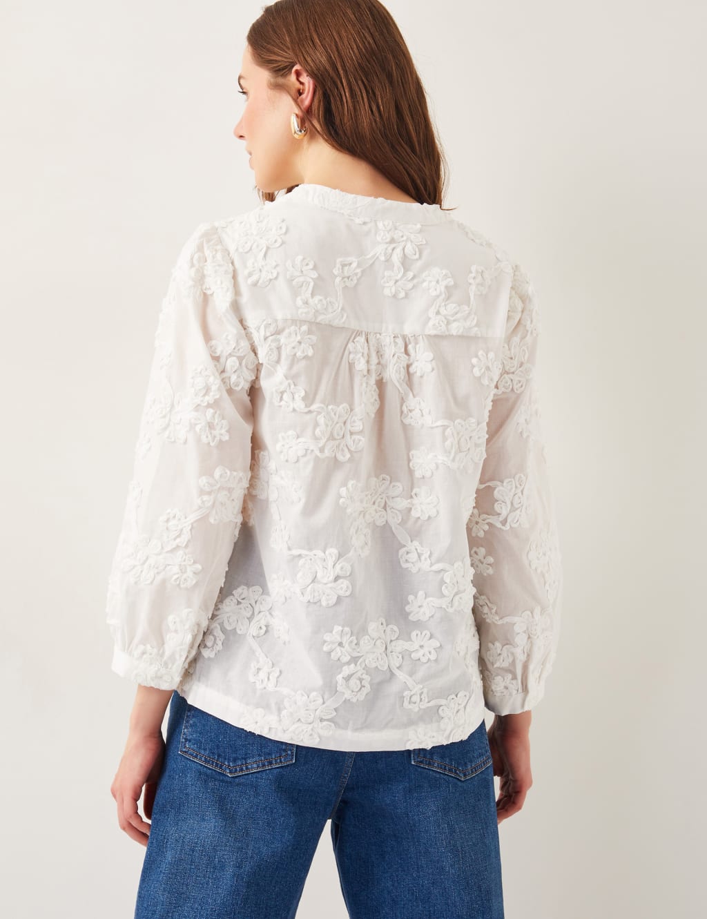 Pure Cotton Embroidered Collared Blouse 4 of 4