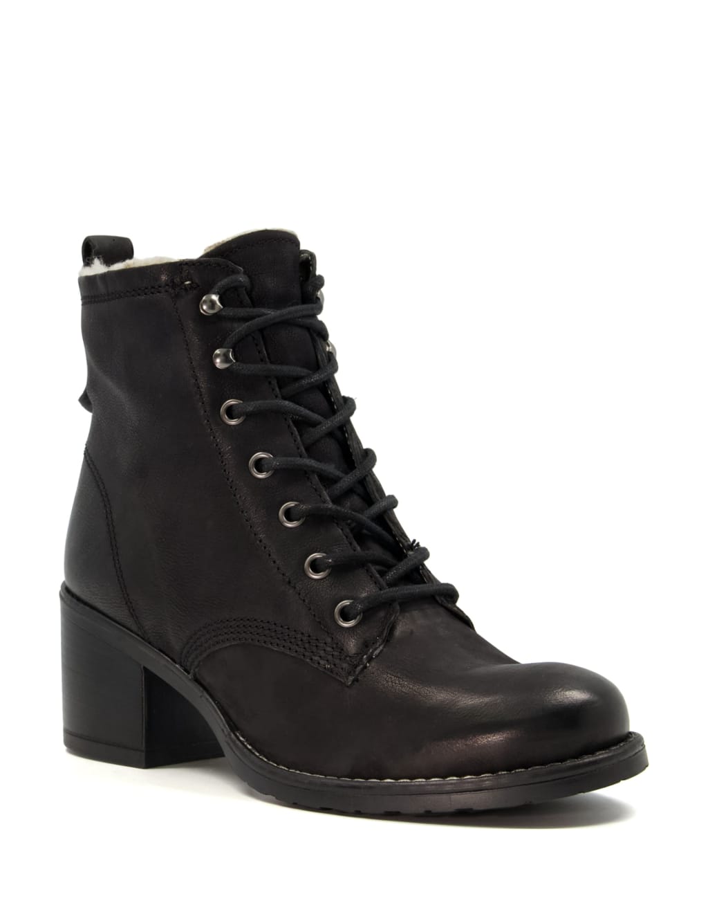 Leather Lace Up Block Heel Ankle Boots 2 of 5