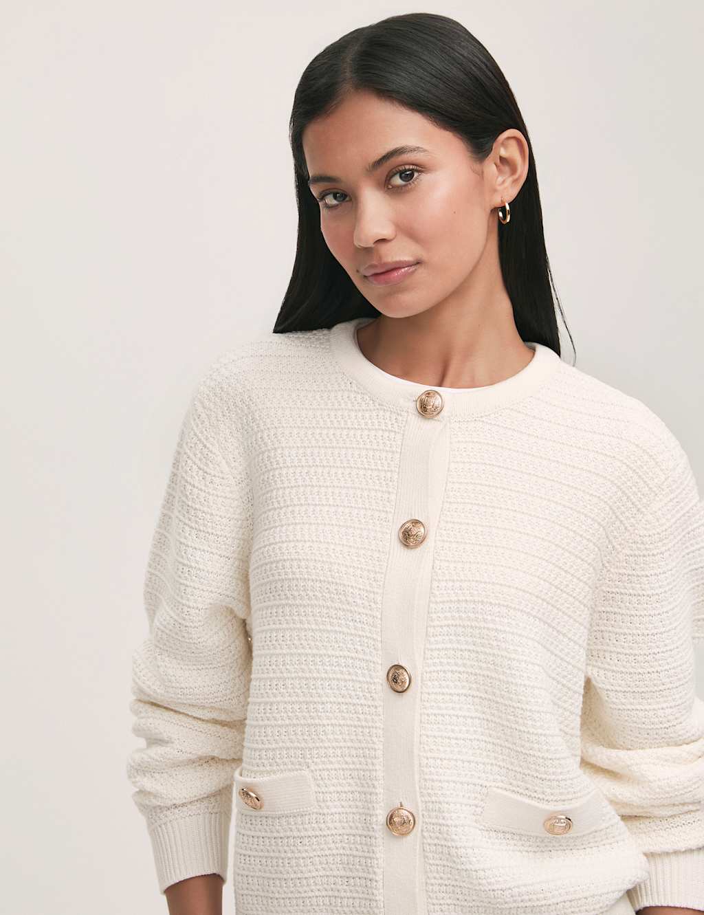 Pure Cotton Crew Neck Button Front Cardigan 4 of 4