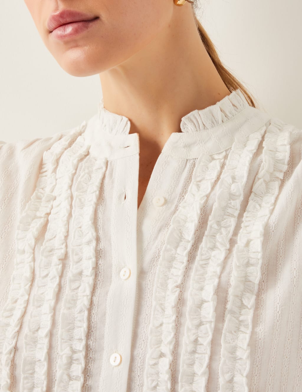 Pure Cotton Frill Detail Blouse 3 of 4
