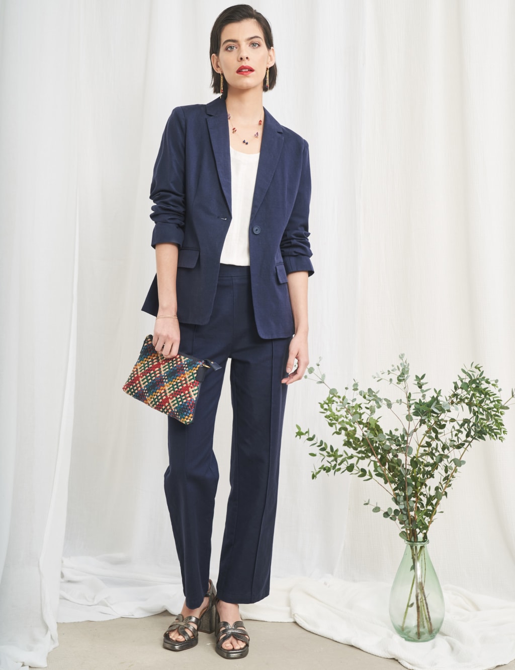 Linen Blend Single Breasted Blazer 3 of 5