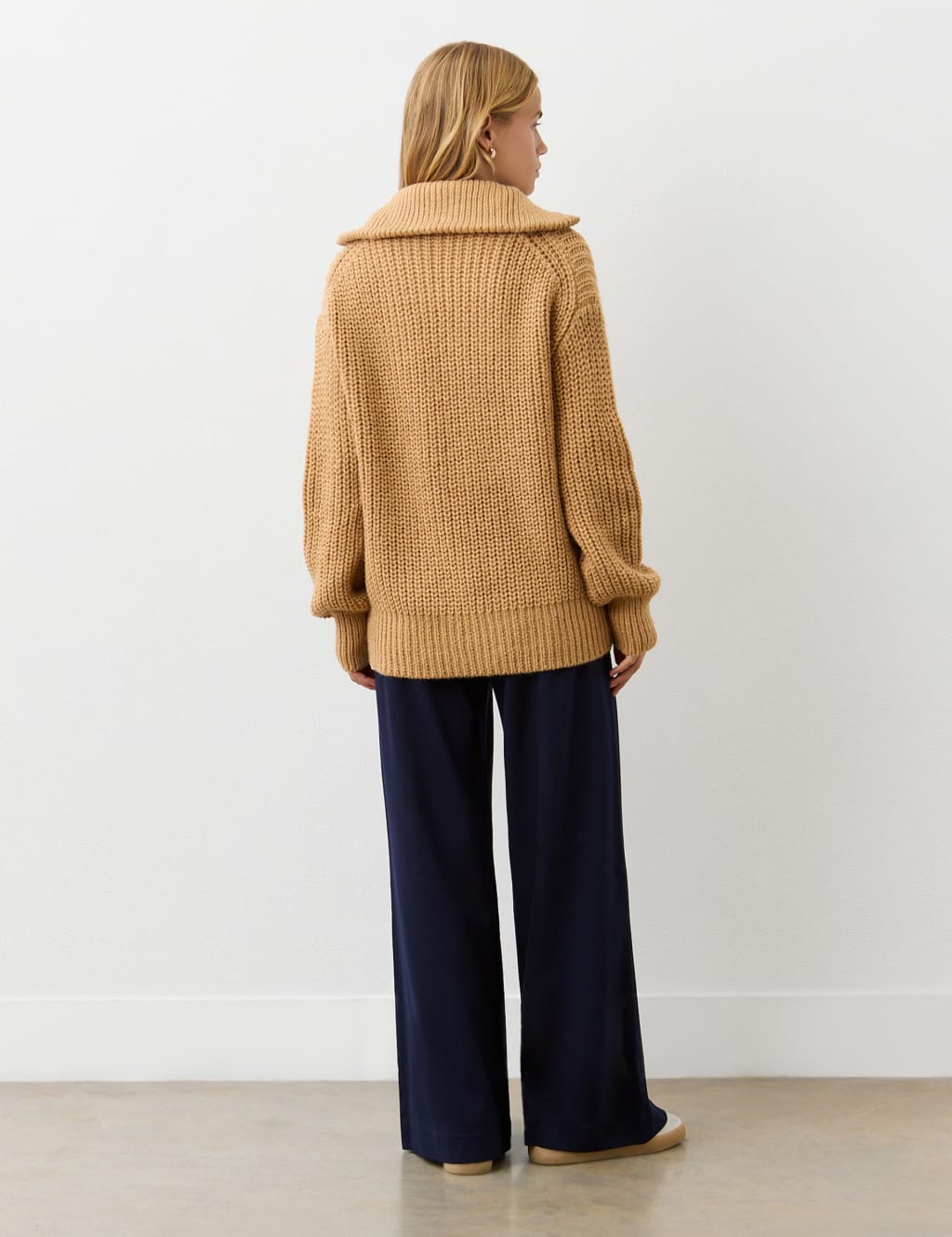 Textured Collared Half Zip Jumper with Wool 4 of 5