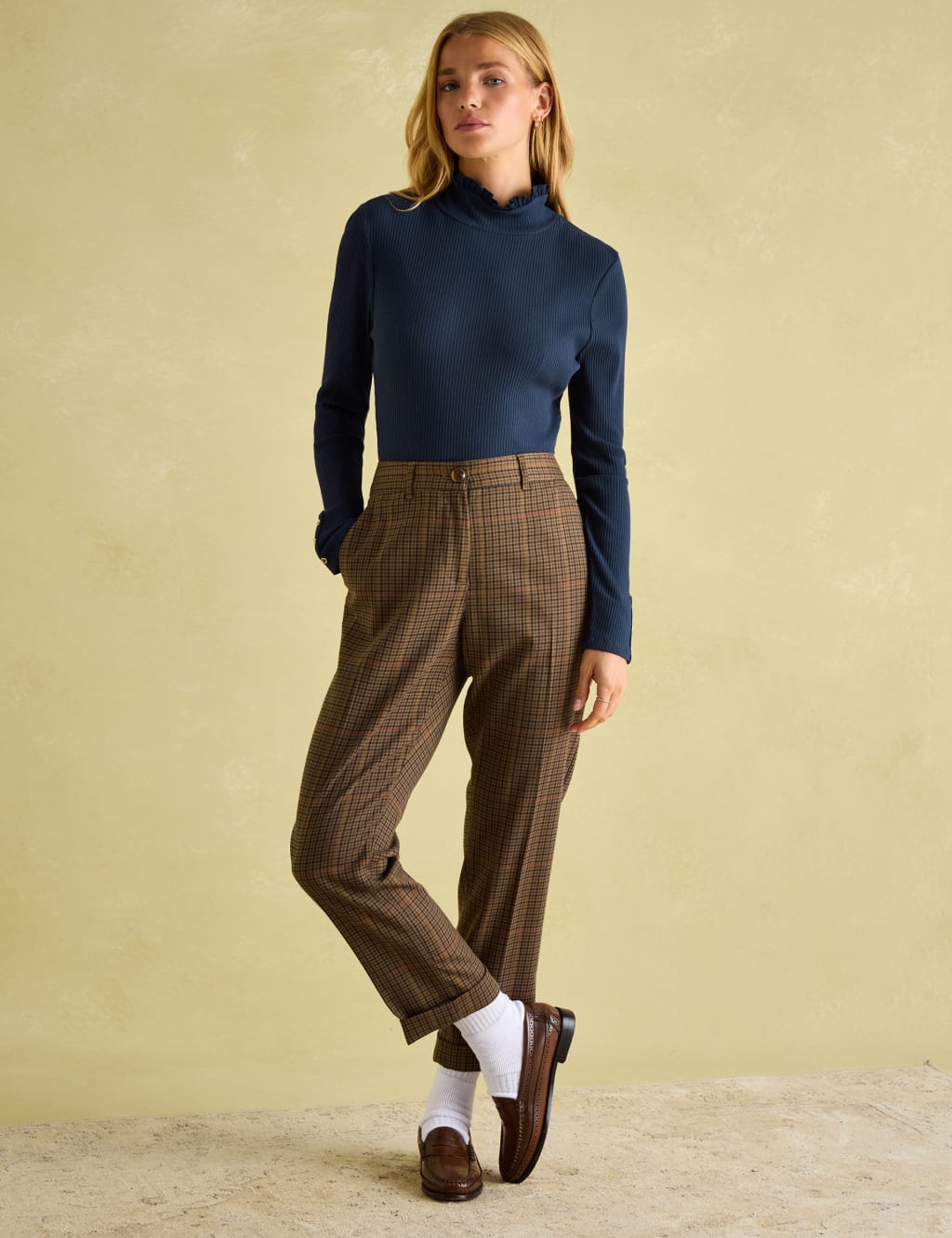 Jersey Ribbed Ruffle Collar Top 3 of 6