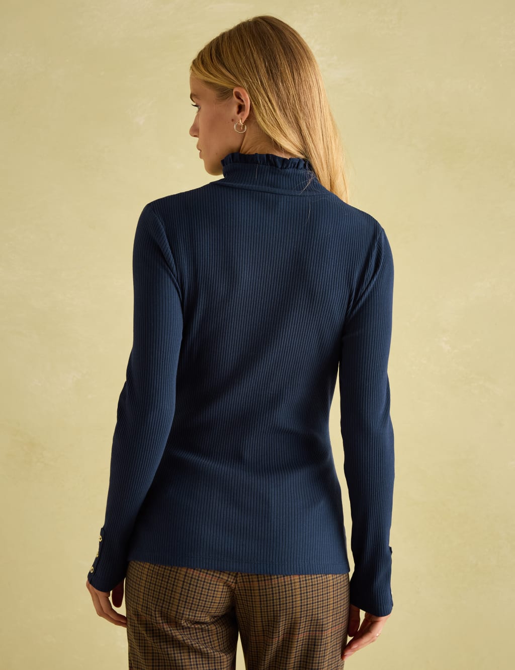 Jersey Ribbed Ruffle Collar Top 4 of 6