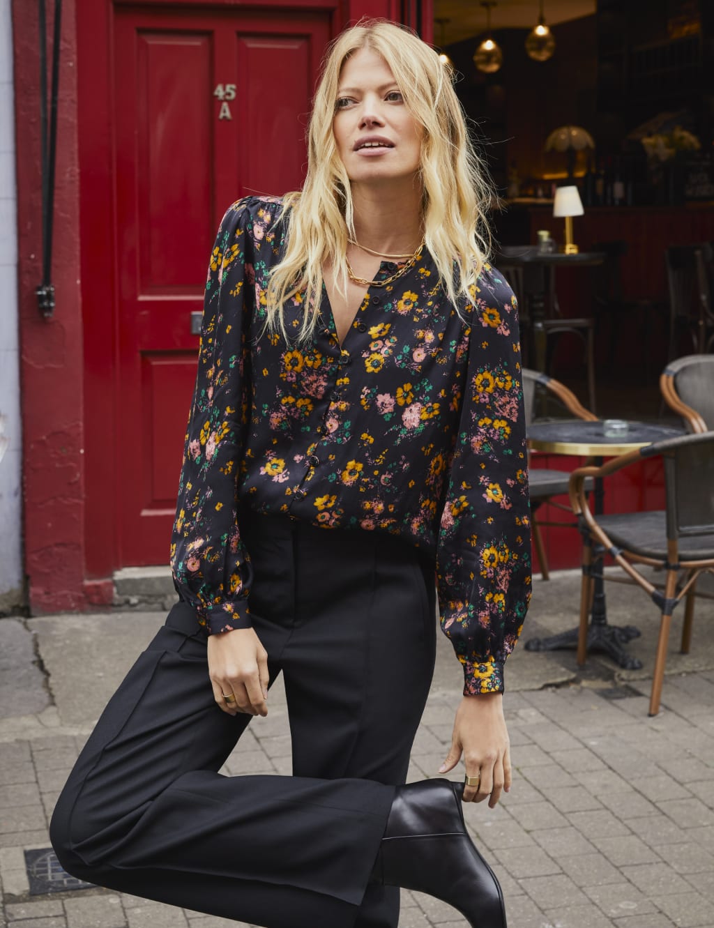 Satin floral top hot sale