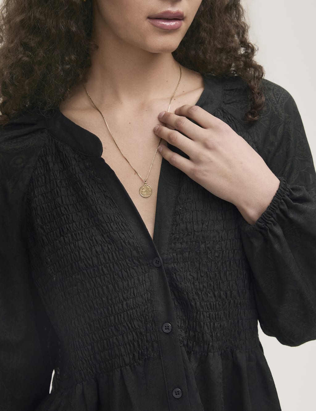 Cotton Rich Chiffon Paisley Shirred Blouse 4 of 5