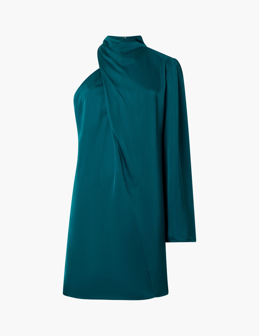 Satin One Shoulder Mini Swing Dress