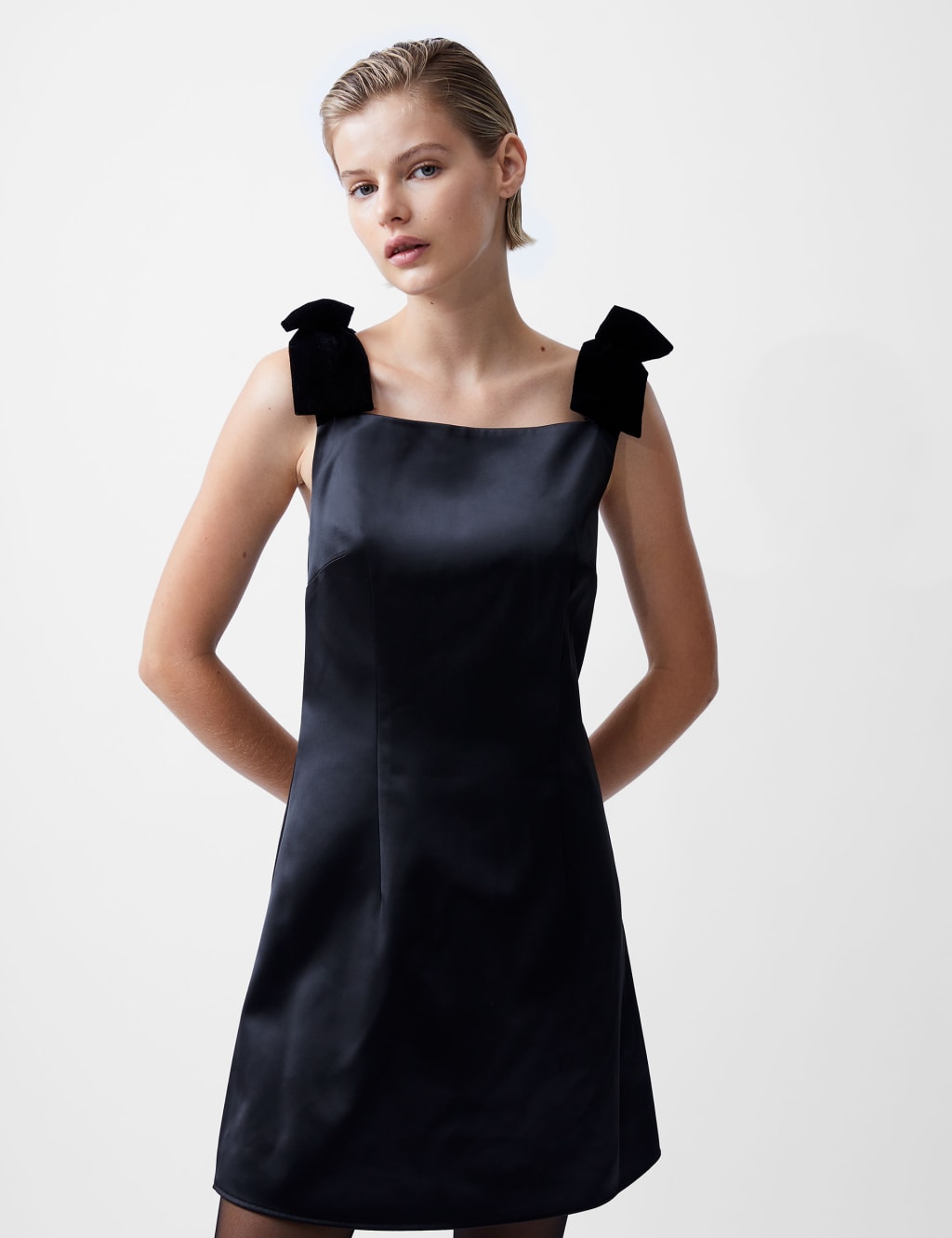 Satin square neck skater dress on sale