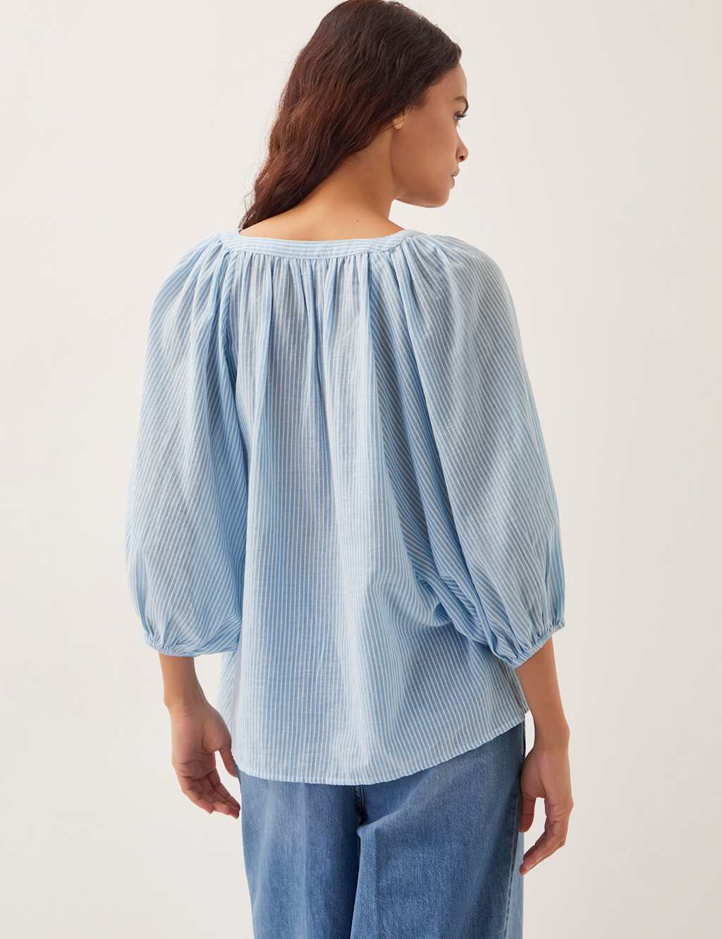 Pure Cotton Striped V-Neck Blouse 2 of 4