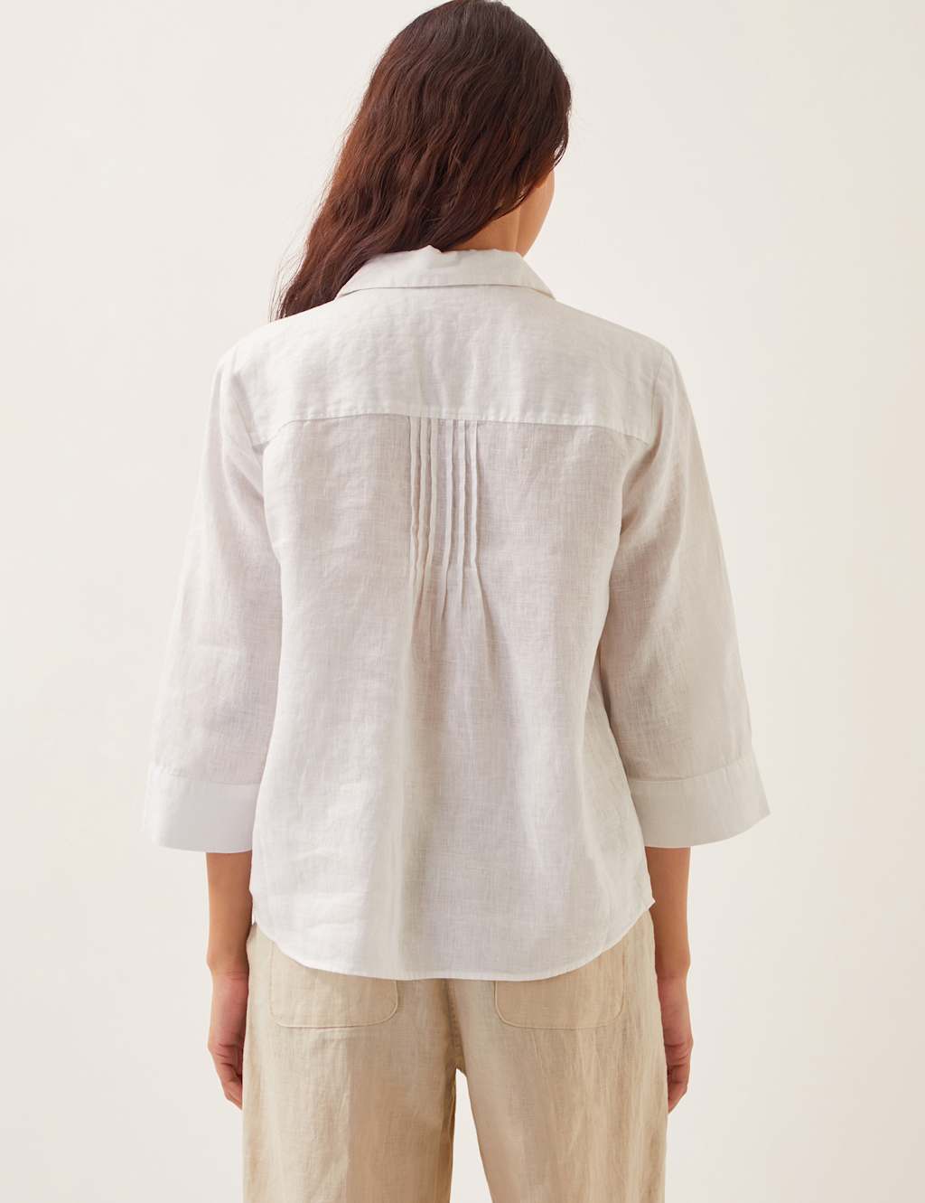 Pure Linen Collared V-Neck Pintuck Blouse 4 of 4
