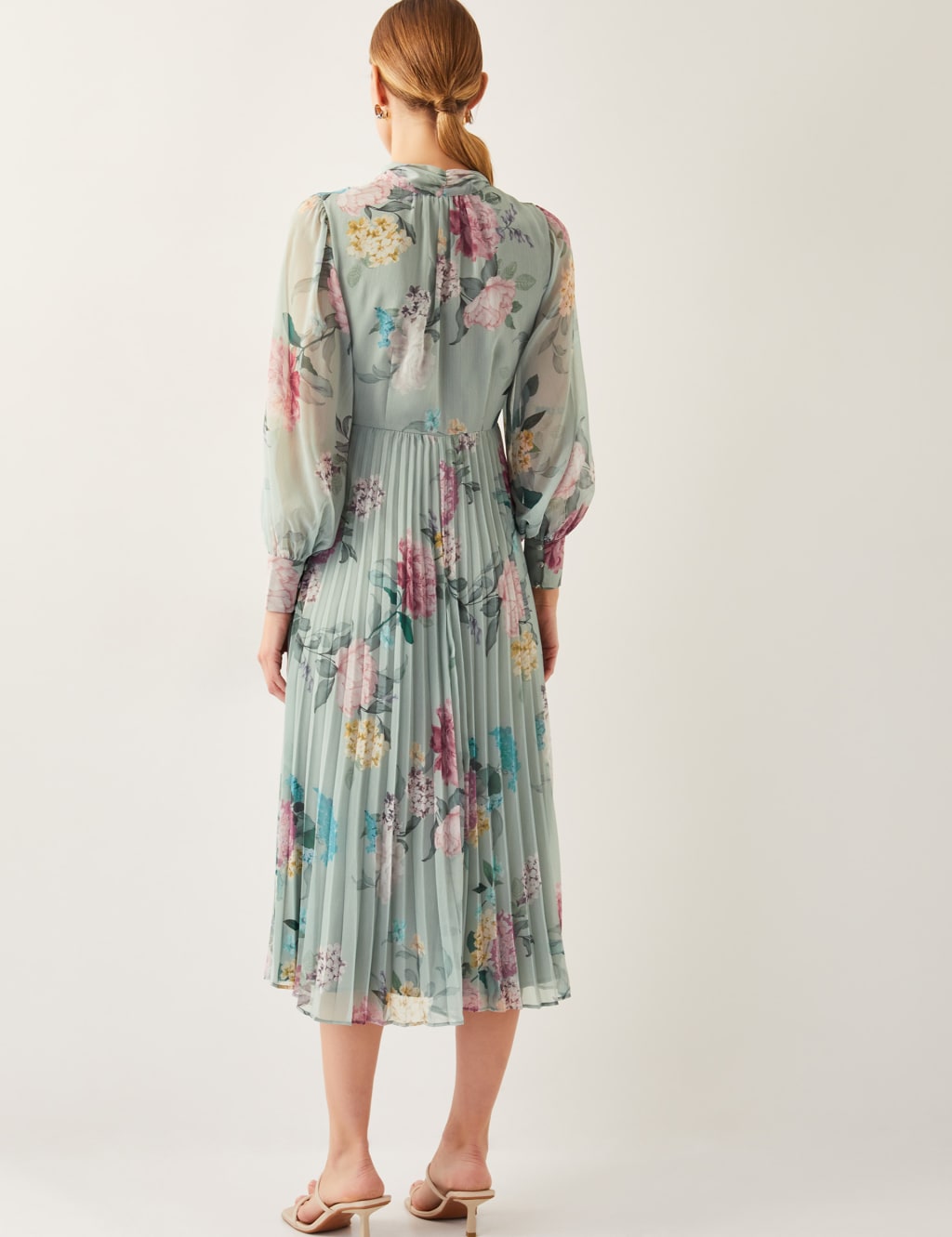 Floral V-Neck Pleated Shirt Dress 4 of 4