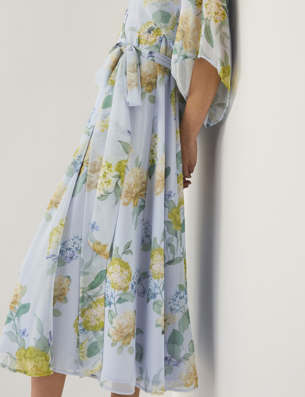 Floral V-Neck Midi Wrap Dress 2 of 4