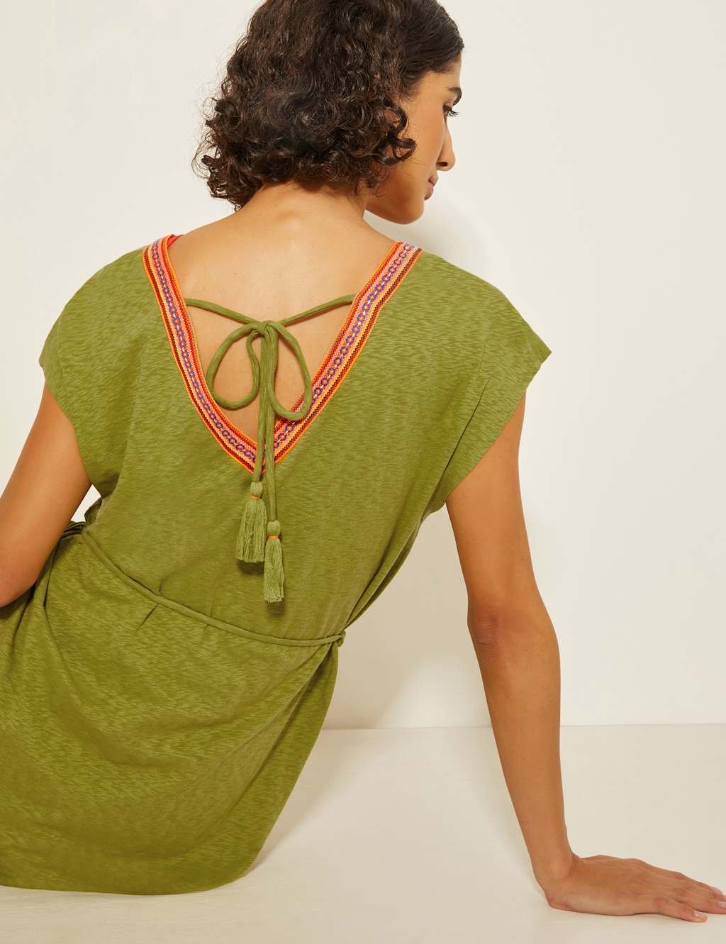 Pure Cotton Embroidered V-Neck Kaftan Dress 4 of 5