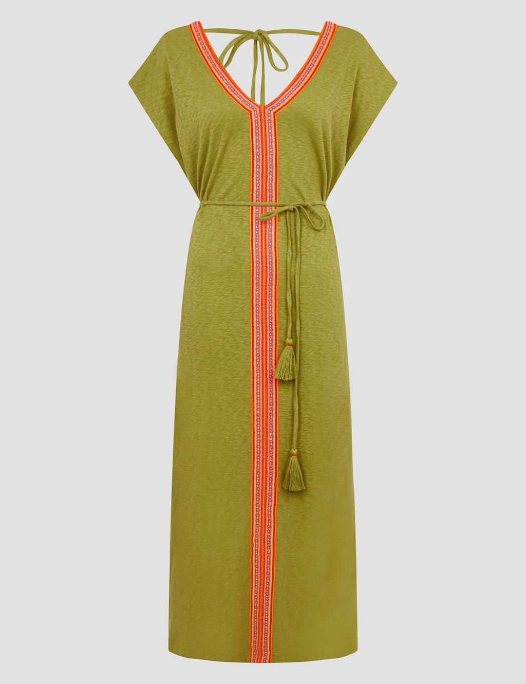 Pure Cotton Embroidered V-Neck Kaftan Dress 2 of 5