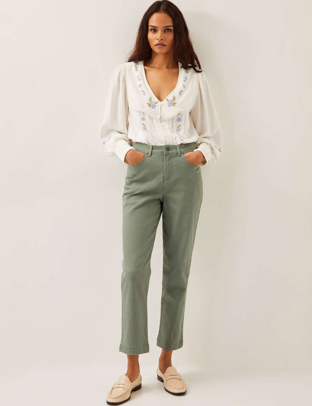 High Waisted Straight Leg Cropped Jeans 2 of 4
