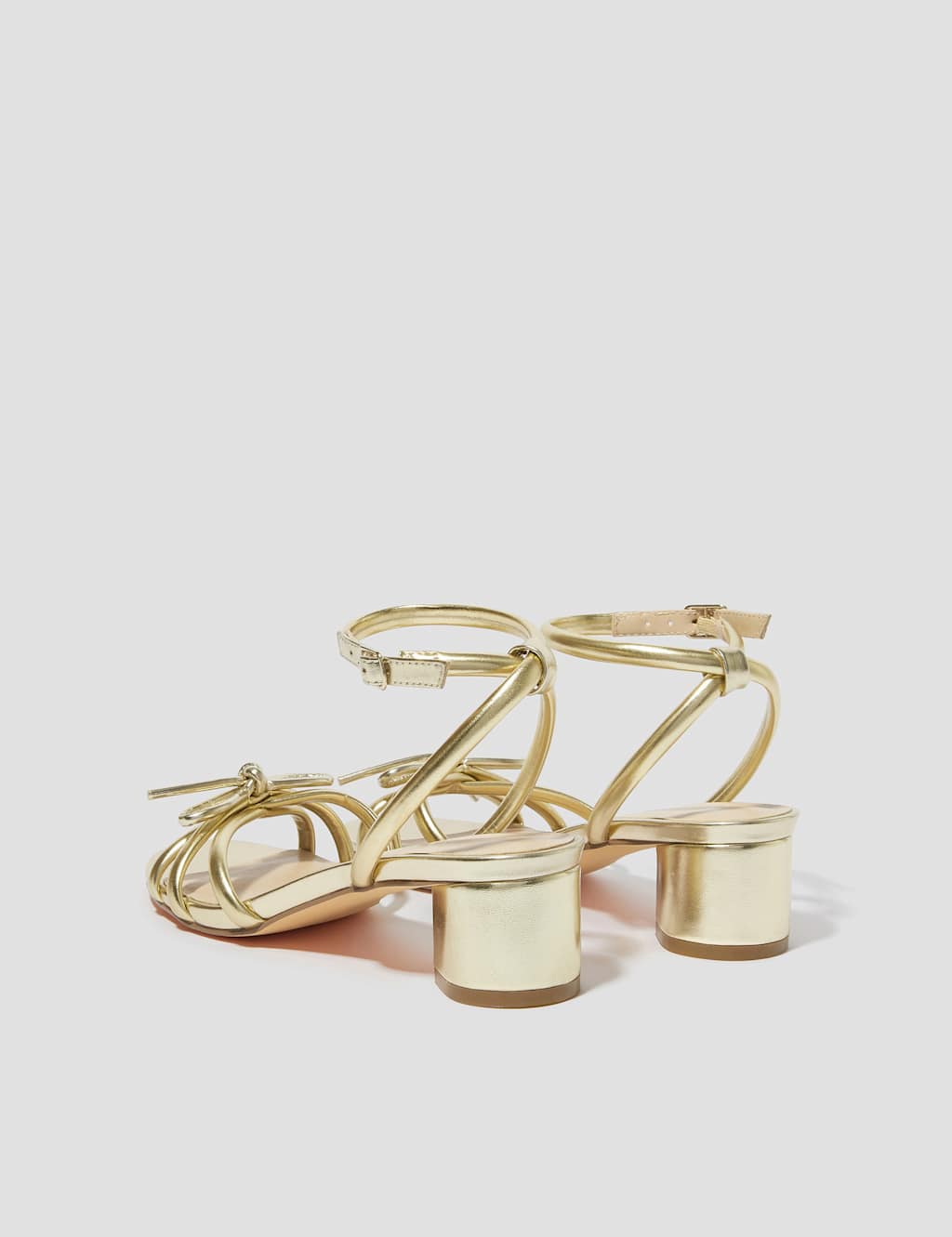 Metallic Ankle Strap Block Heel Sandals 2 of 4