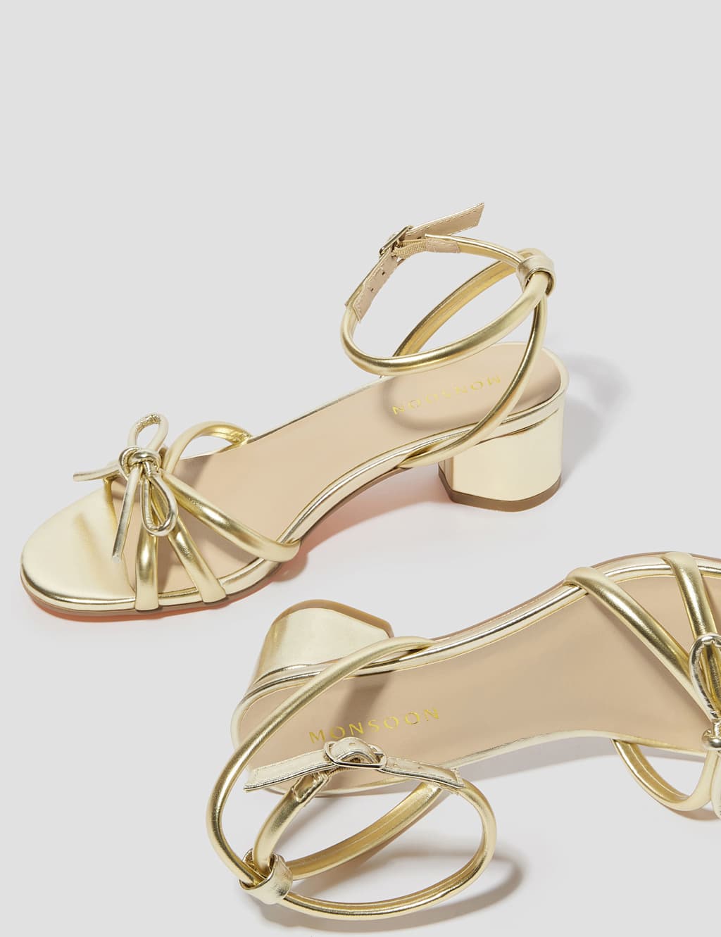 Metallic Ankle Strap Block Heel Sandals 3 of 4