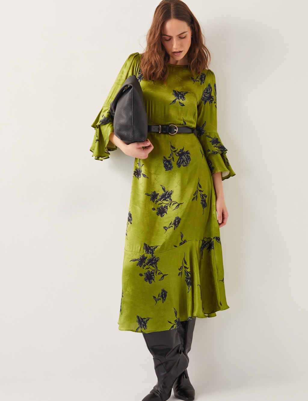 Satin Printed Keyhole Midi Tea Dress 2 of 5