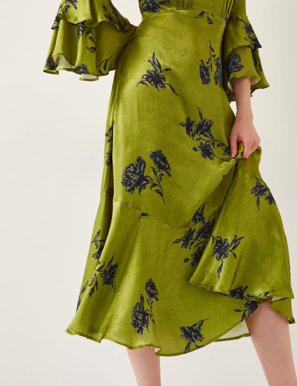 Satin Printed Keyhole Midi Tea Dress 3 of 5