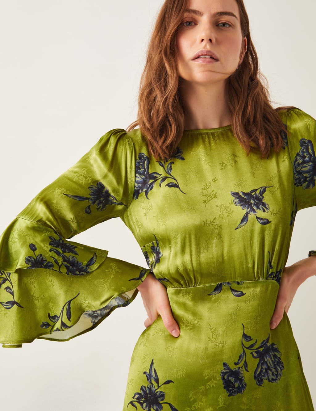 Satin Printed Keyhole Midi Tea Dress 4 of 5