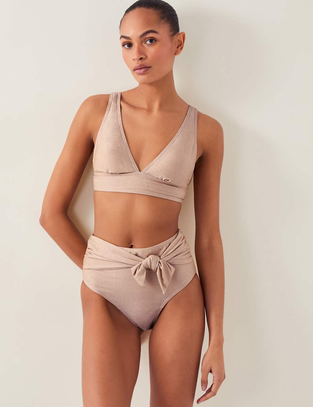 Glittery Triangle V-Neck Bikini Top 3 of 5