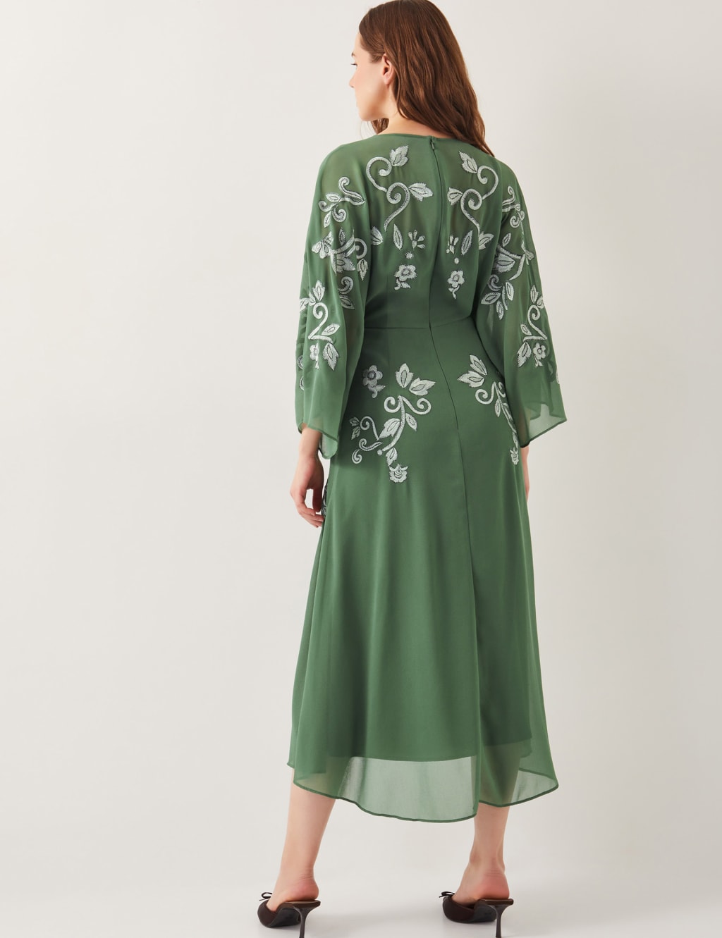 Embroidered V-Neck Midi Tea Dress 5 of 5