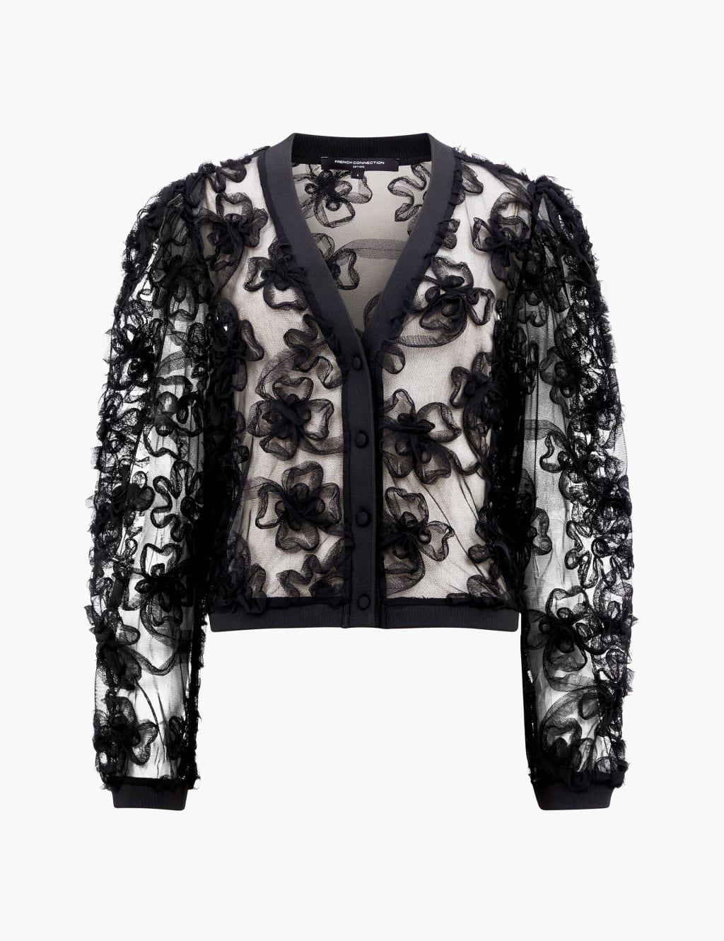 Mesh Floral Lace V-Neck Shirt 2 of 3