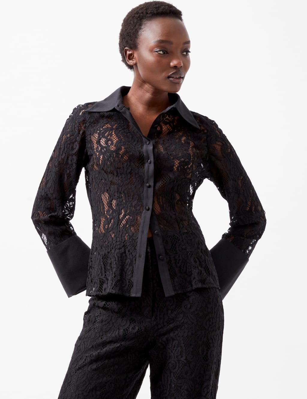 Lace Collared Button Through Shirt 1 of 3